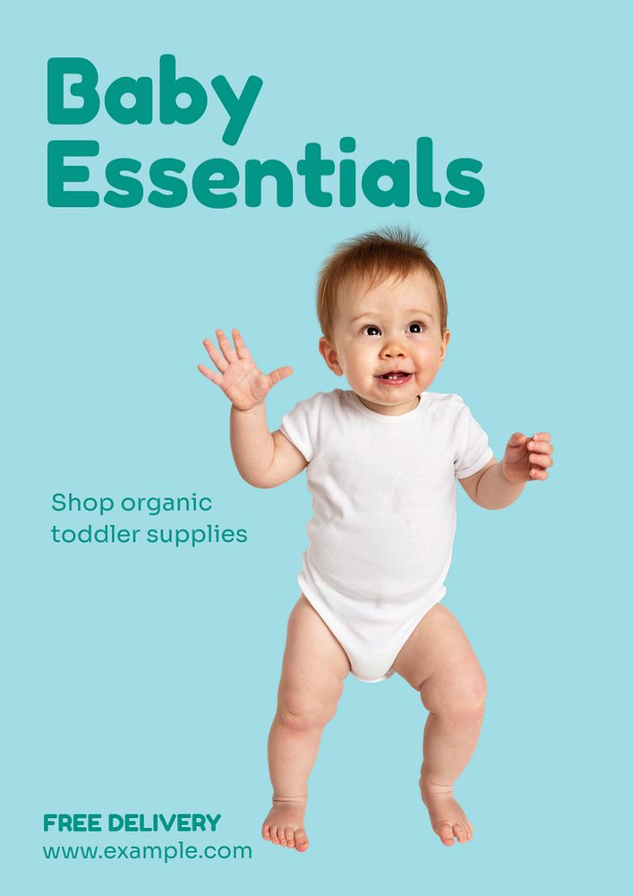 Baby essentials poster template, editable text & design