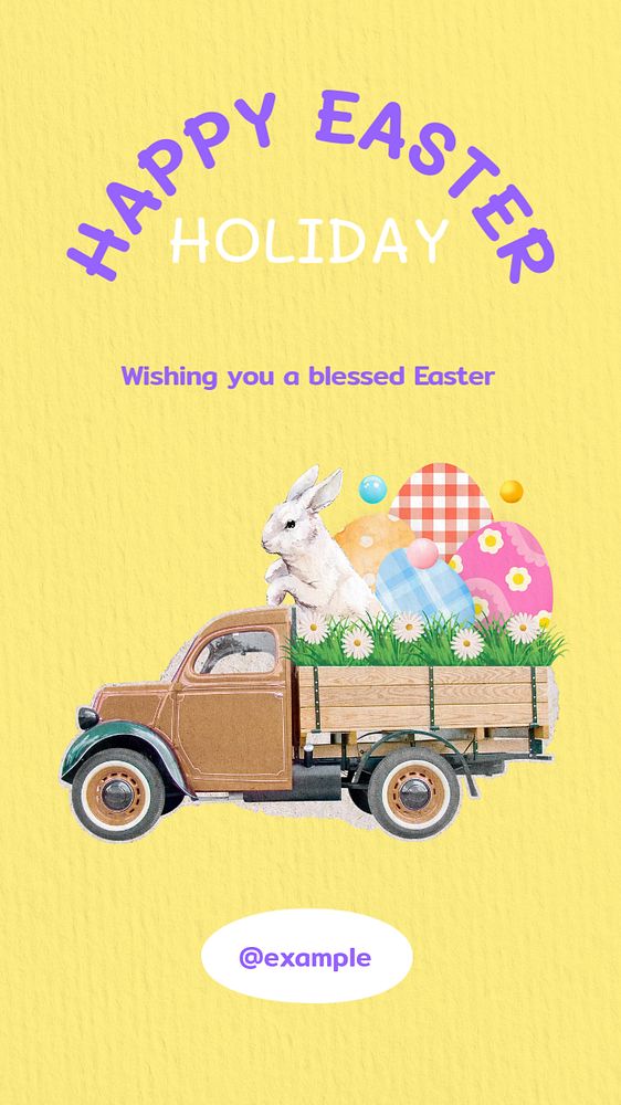 Happy Easter Instagram story template, editable text