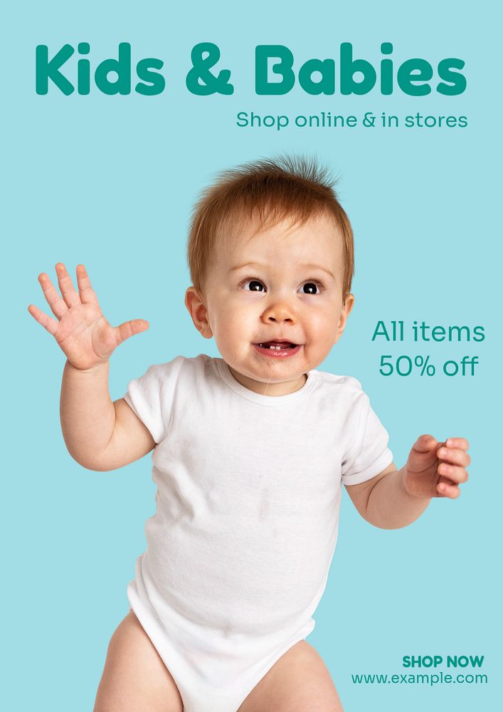 Baby essentials poster template, editable text & design