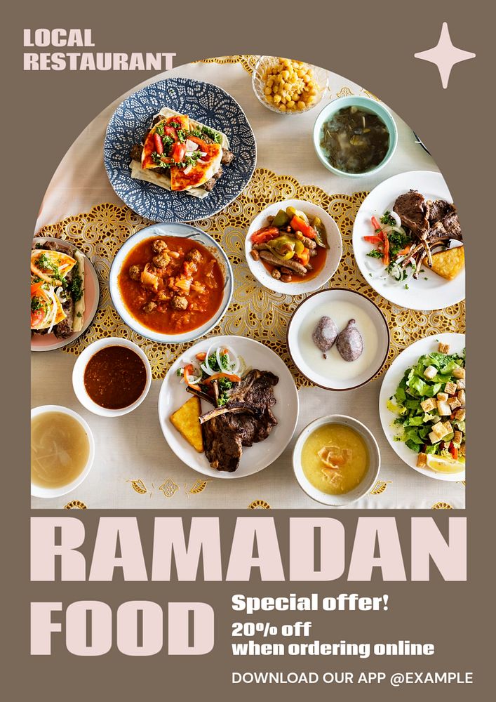 Ramadan food poster template, editable text & design