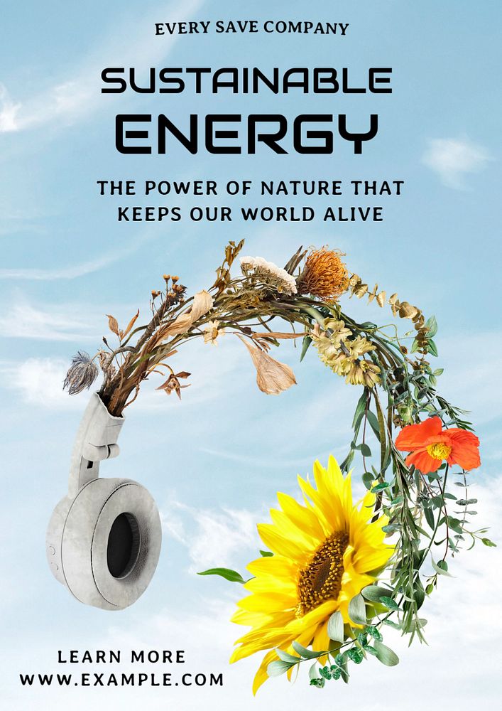 Sustainable energy poster template, editable text & design