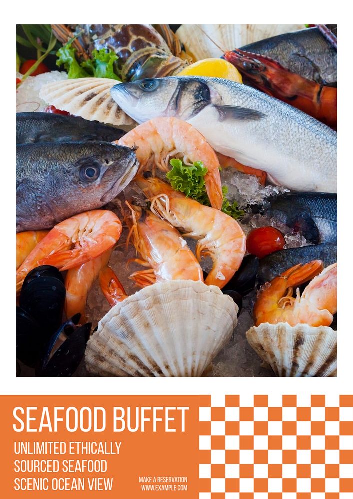 Seafood buffet poster template, editable text & design