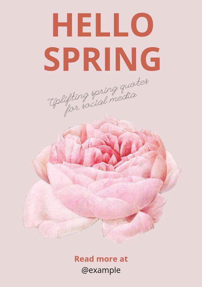 Hello spring poster template, editable text & design