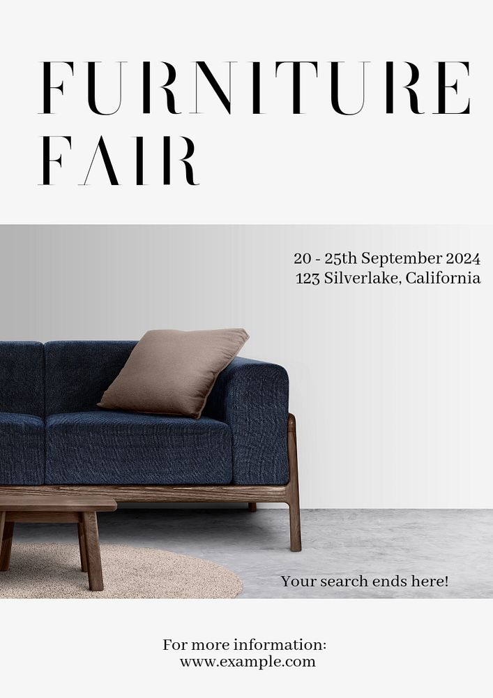 Furniture fair poster template, editable text & design