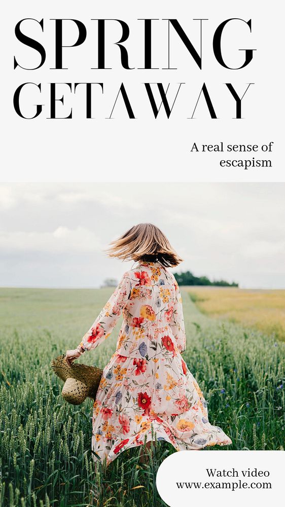 Spring getaway Instagram story template, editable text