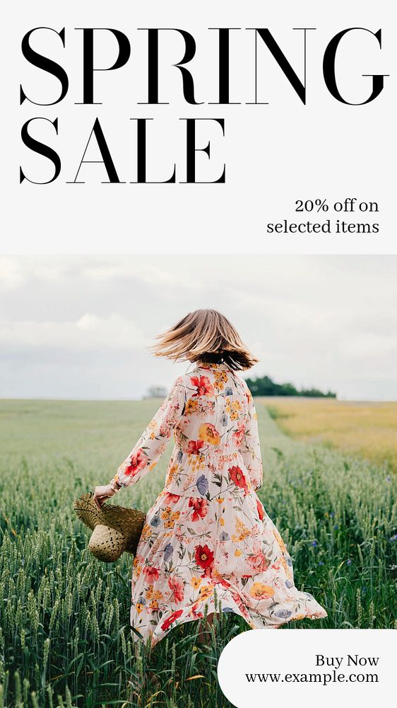 Spring sale Instagram story template, editable text