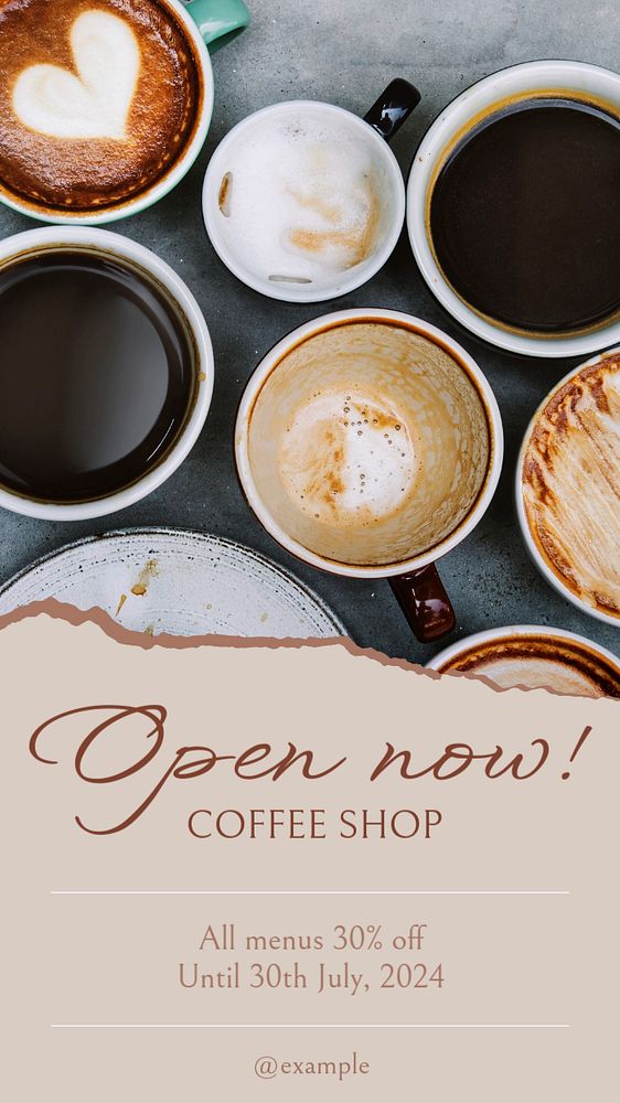 Coffee shop Instagram story template, editable text