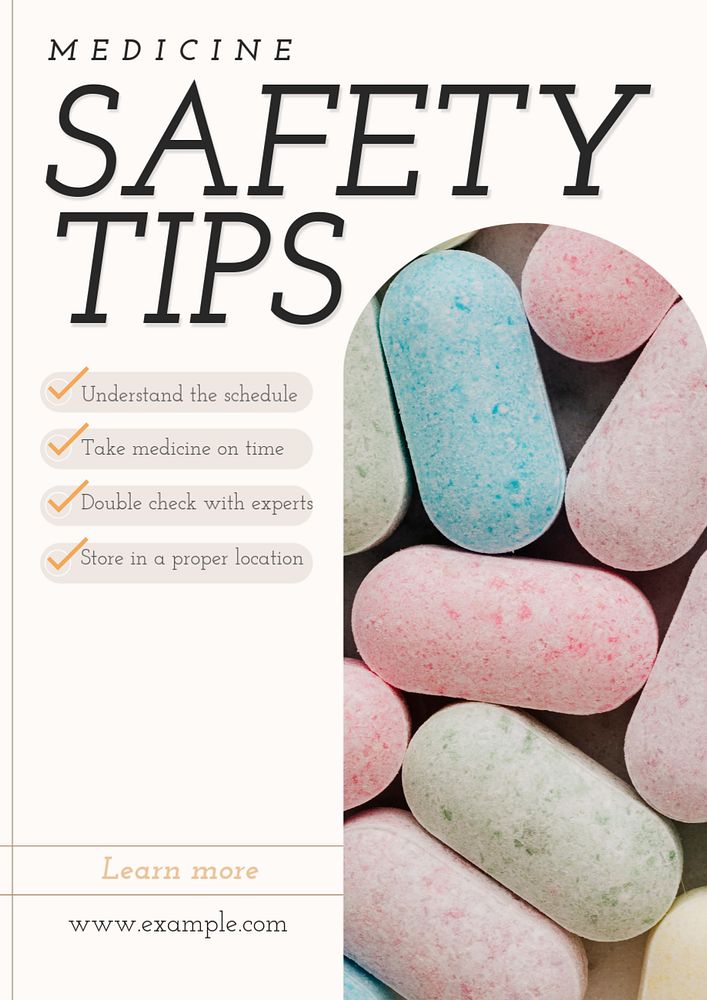 Safety tips poster template, editable text & design