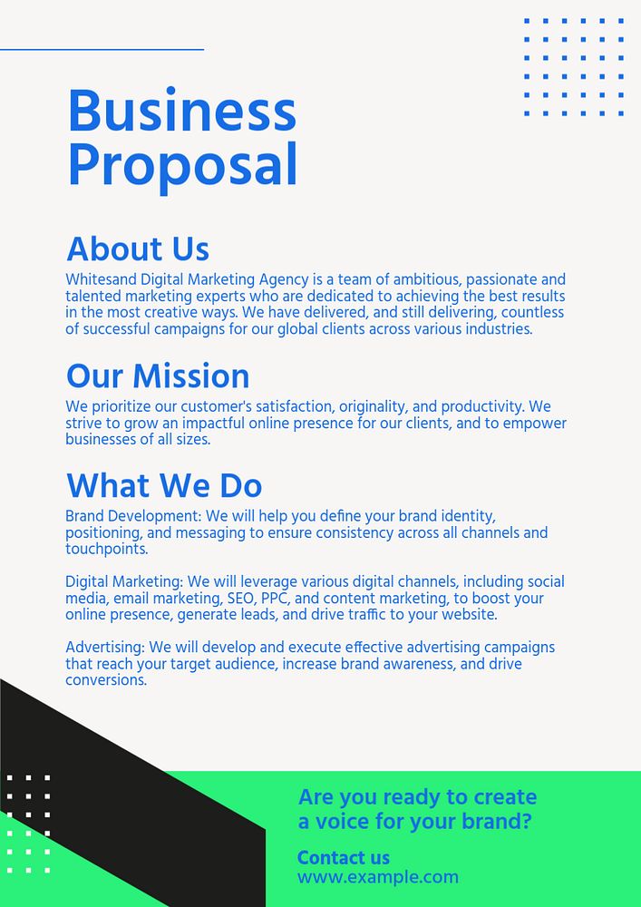 Business proposal poster template, editable text and design