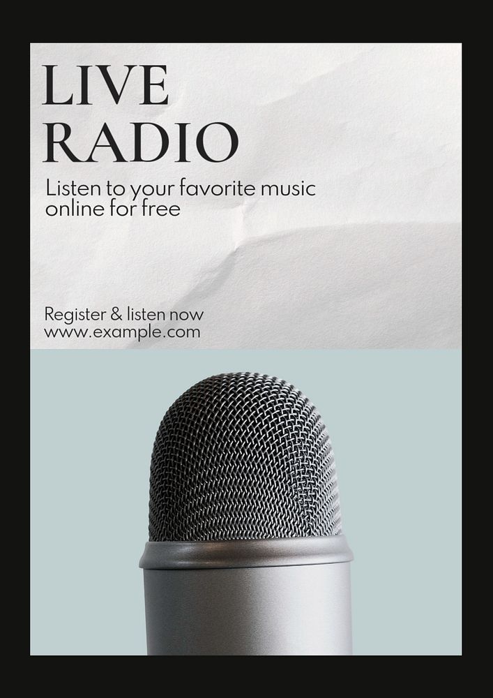 Live radio poster template, editable text & design