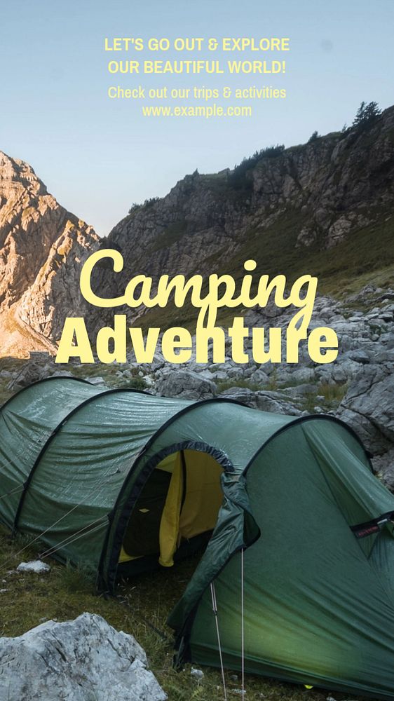 Camping adventure Instagram story template, editable text