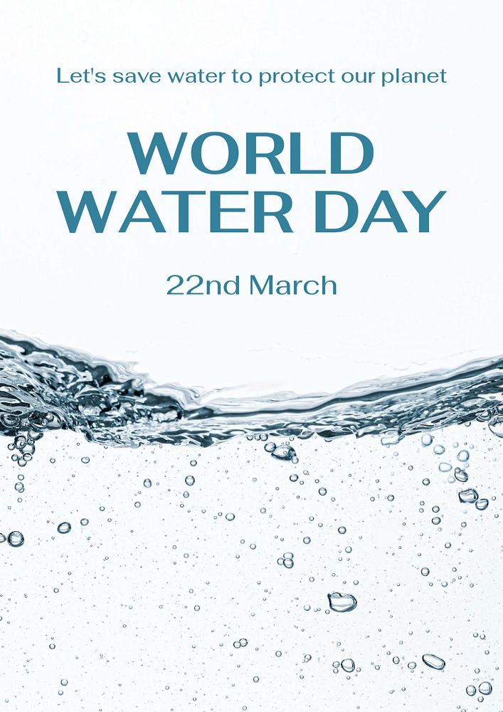 World water day flyer template, editable design