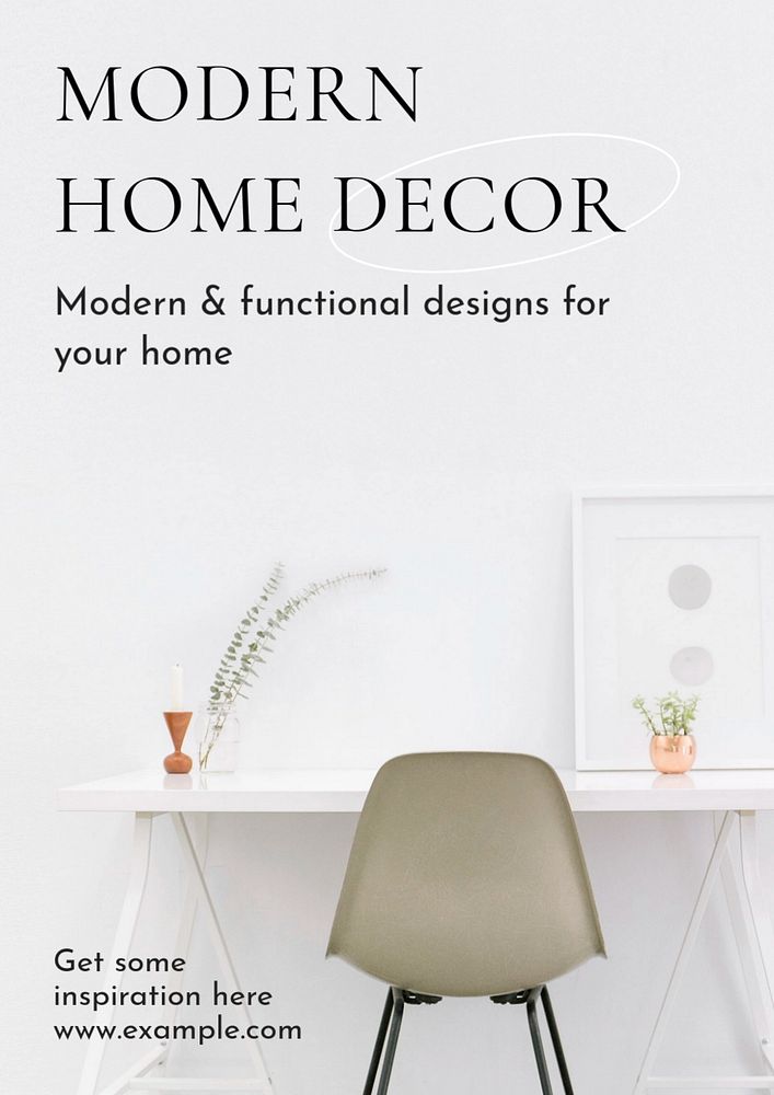 Modern home decor poster template, editable text and design