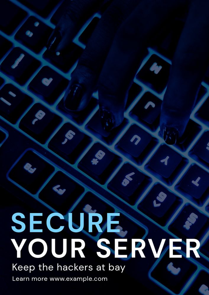 Internet server security poster template, editable text and design