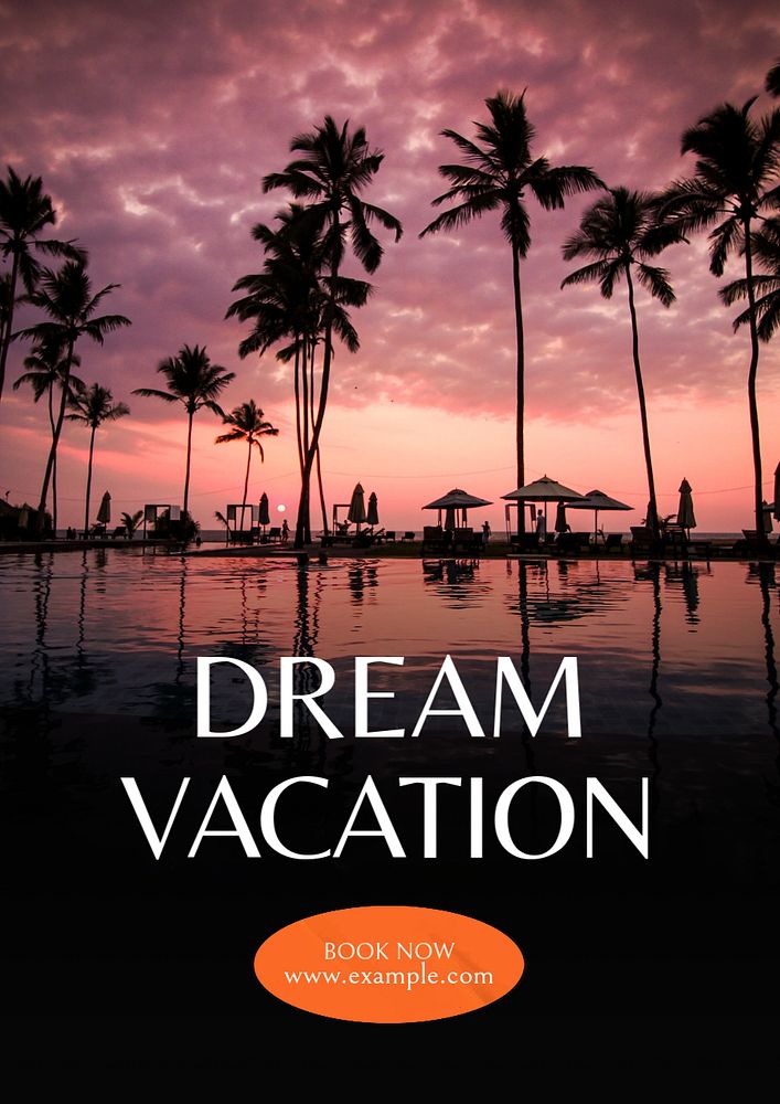 Dream vacation poster template, editable text and design