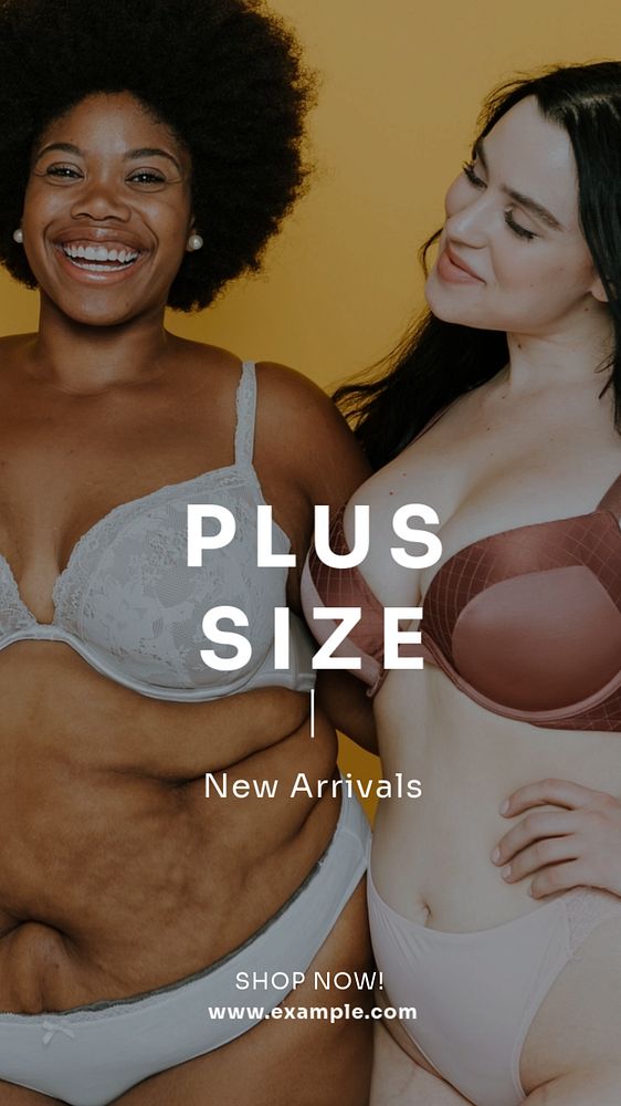 Plus size fashion Instagram story template, editable text