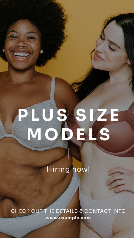 Plus size model Instagram story template, editable text