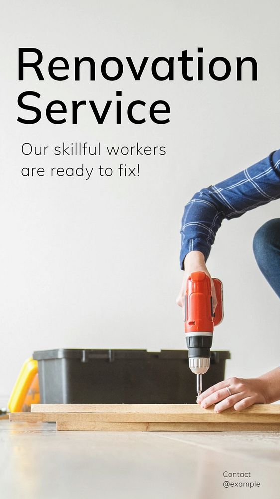 Renovation service Instagram story template, editable text