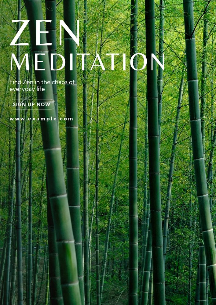 Zen meditation poster template, editable text and design