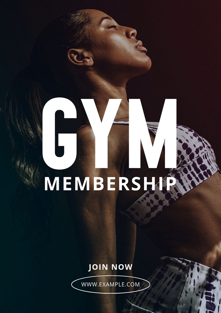 Gym membership poster template, editable text and design