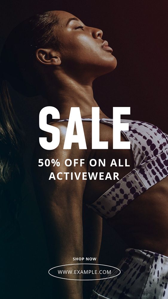 Activewear sale Instagram story template, editable text