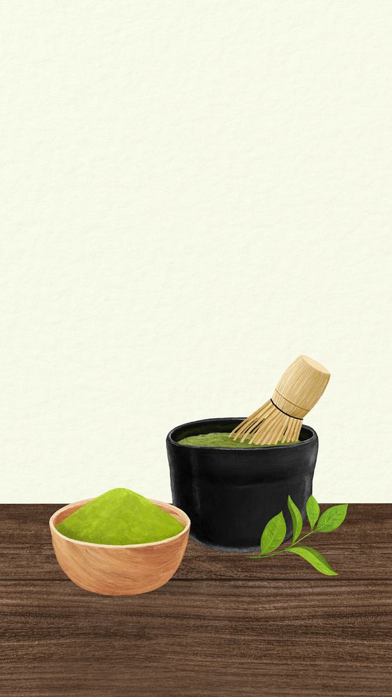 Japanese matcha, green iPhone wallpaper, editable design