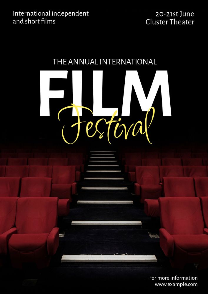 Film festival poster template, editable text and design