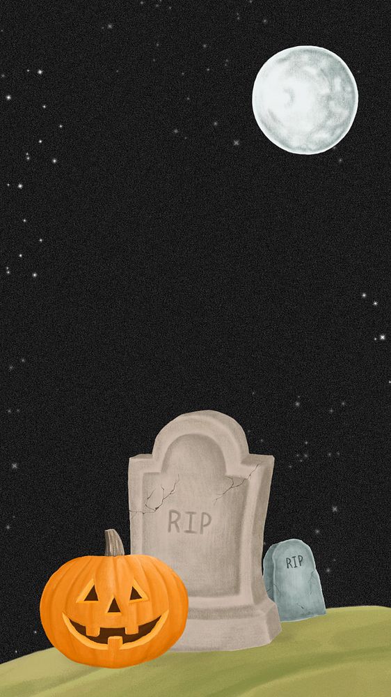 Halloween night aesthetic iPhone wallpaper, editable design