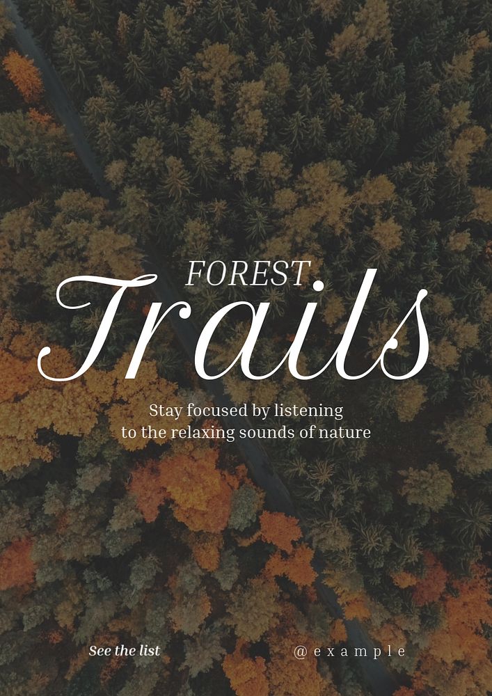 Forest trails poster template, editable text and design