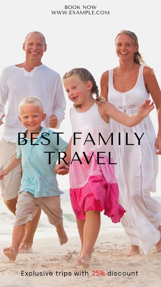 Family travel Instagram story template, editable text