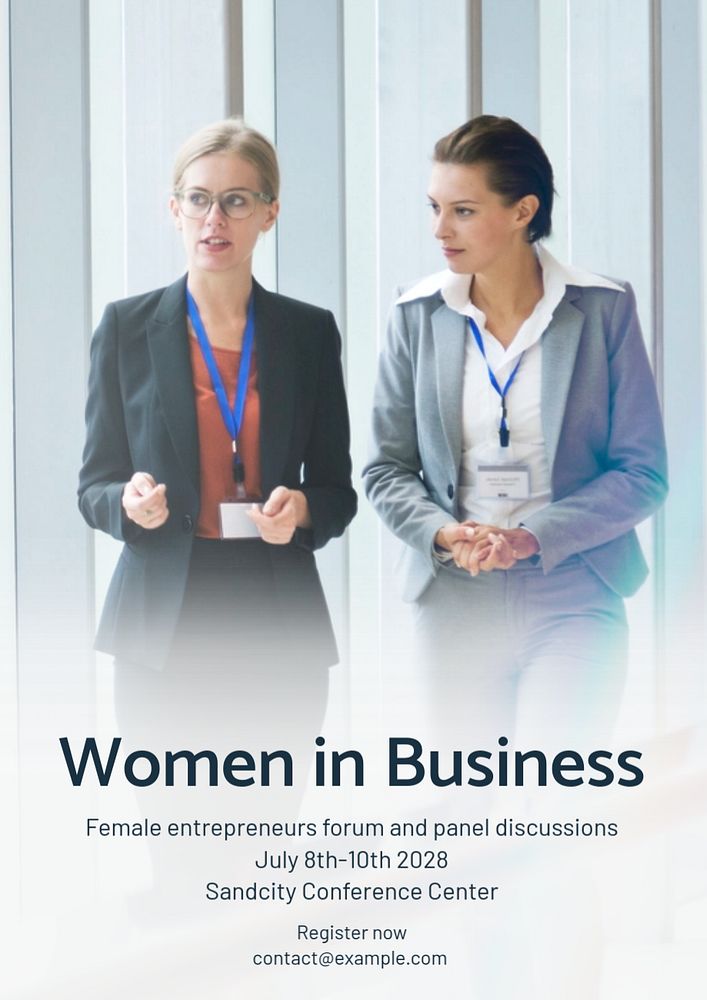 Woman in business poster template, editable text and design