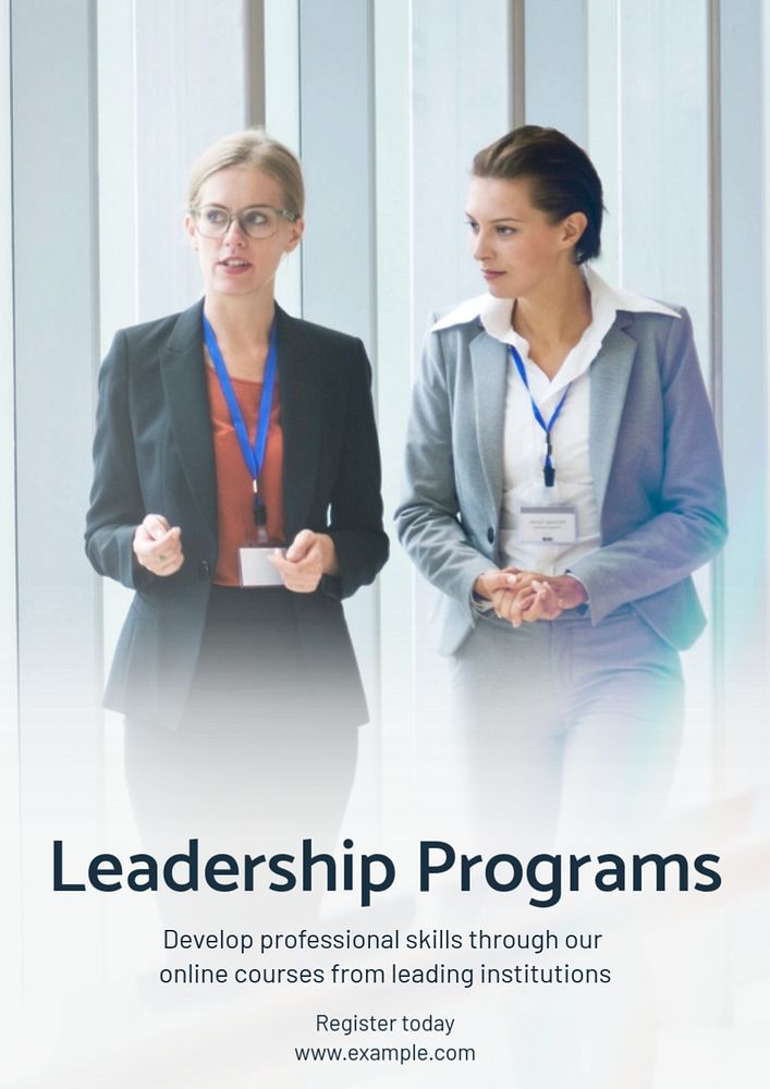 Leadership programs poster template, editable text and design