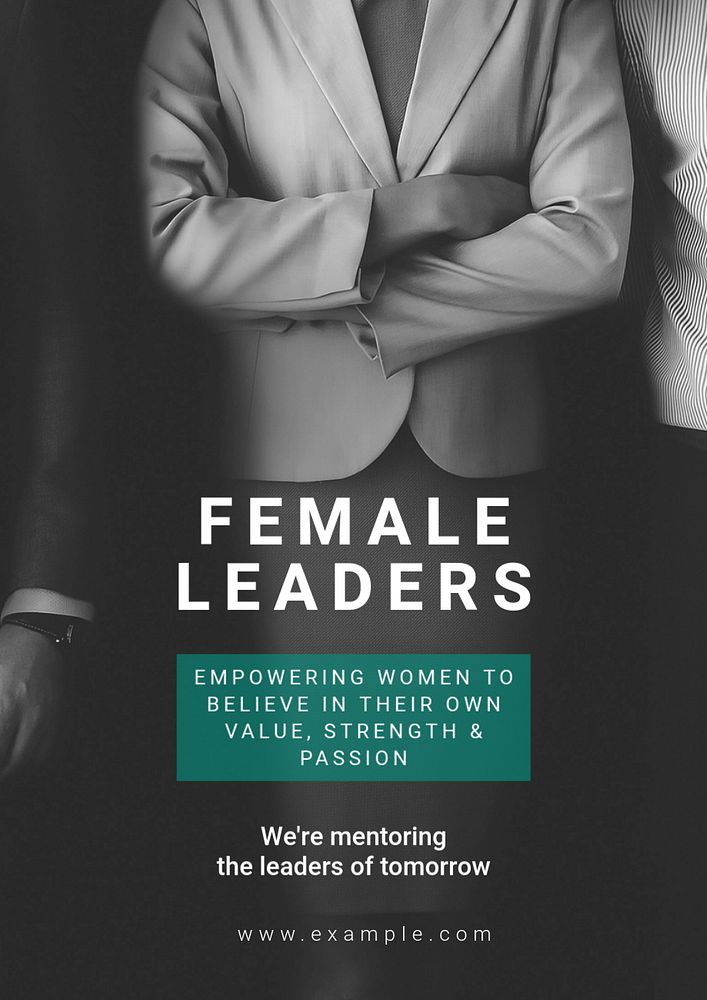 Female leaders poster template, editable text and design