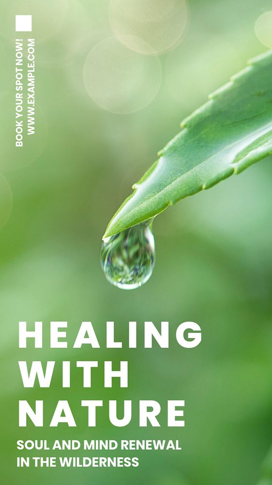 Healing with nature Instagram story template, editable text