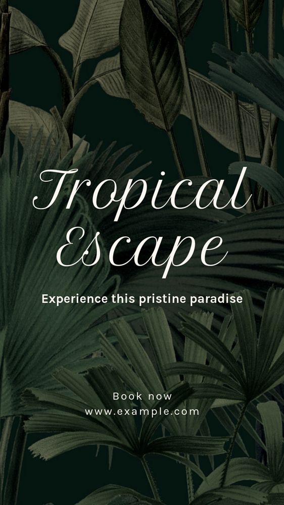 Tropical escape Instagram story template, editable text