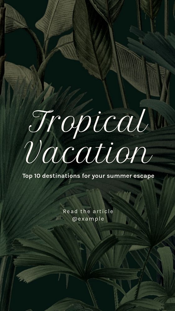 Tropical vacation Instagram story template, editable text