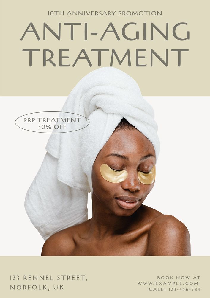 Anti-aging treatment  poster template, editable text & design