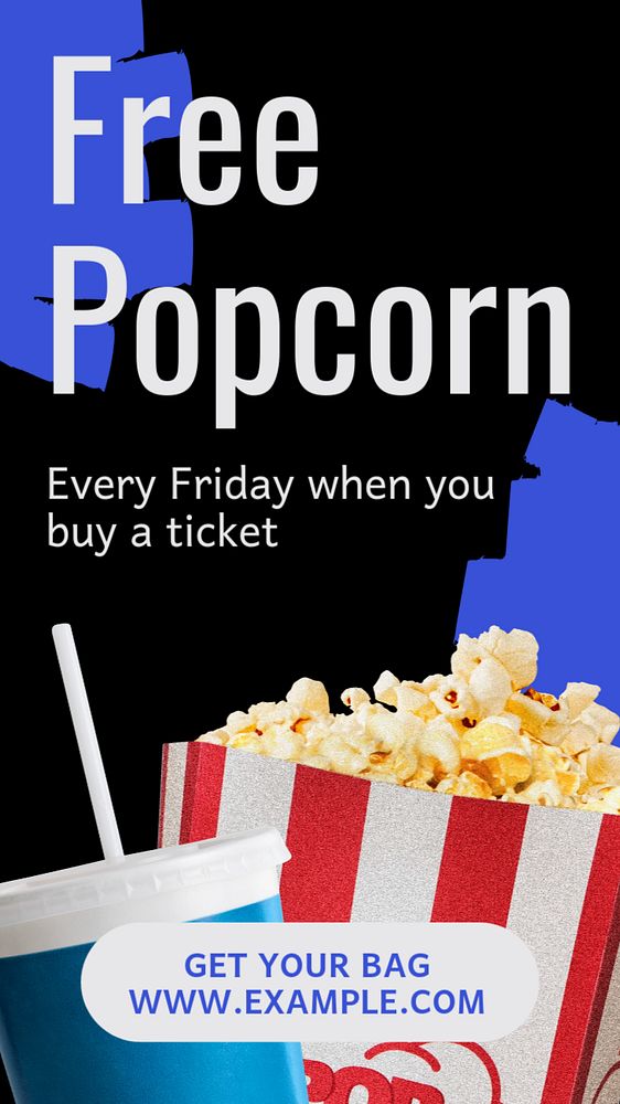 Free popcorn Instagram story template, editable text