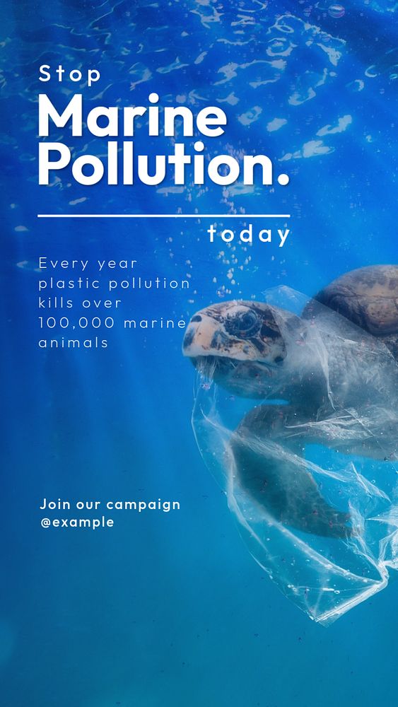 Sea & ocean pollution Instagram story template, editable text