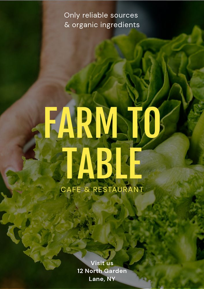 Farm to table poster template, editable text and design