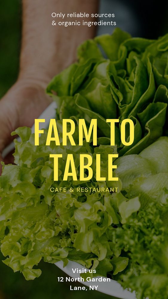 Farm to table Instagram story template, editable text