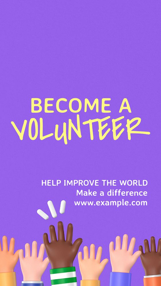 Become a volunteer Instagram story template, editable text