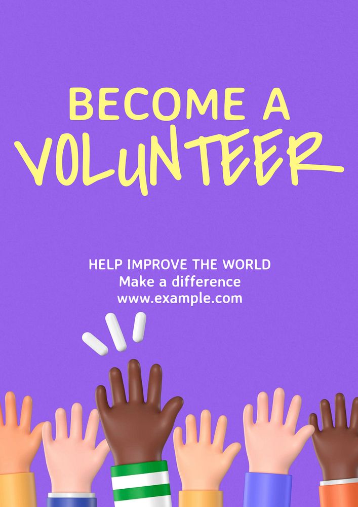 Become a volunteer poster template, editable text and design