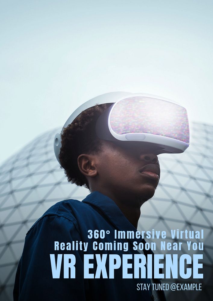 VR experience poster template, editable text and design