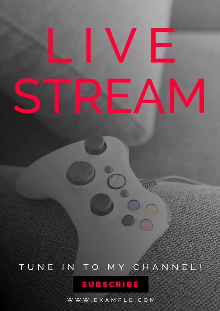 Live stream poster template, editable text and design