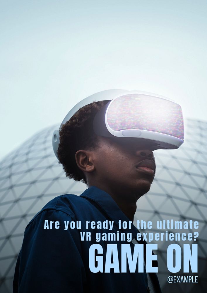 VR gaming poster template, editable text and design