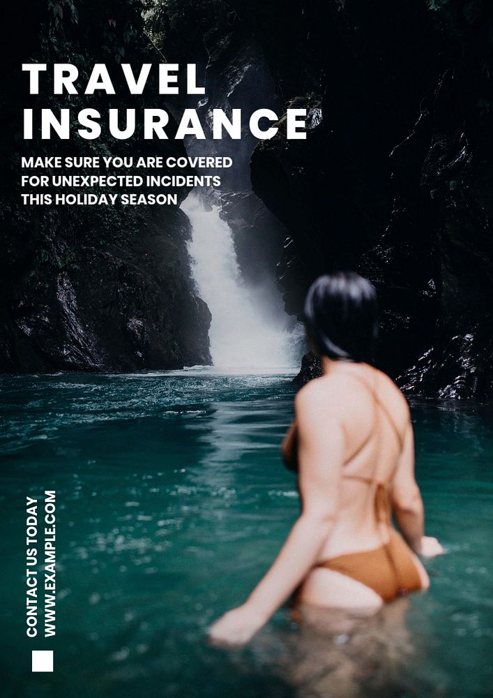 Travel insurance poster template, editable text & design