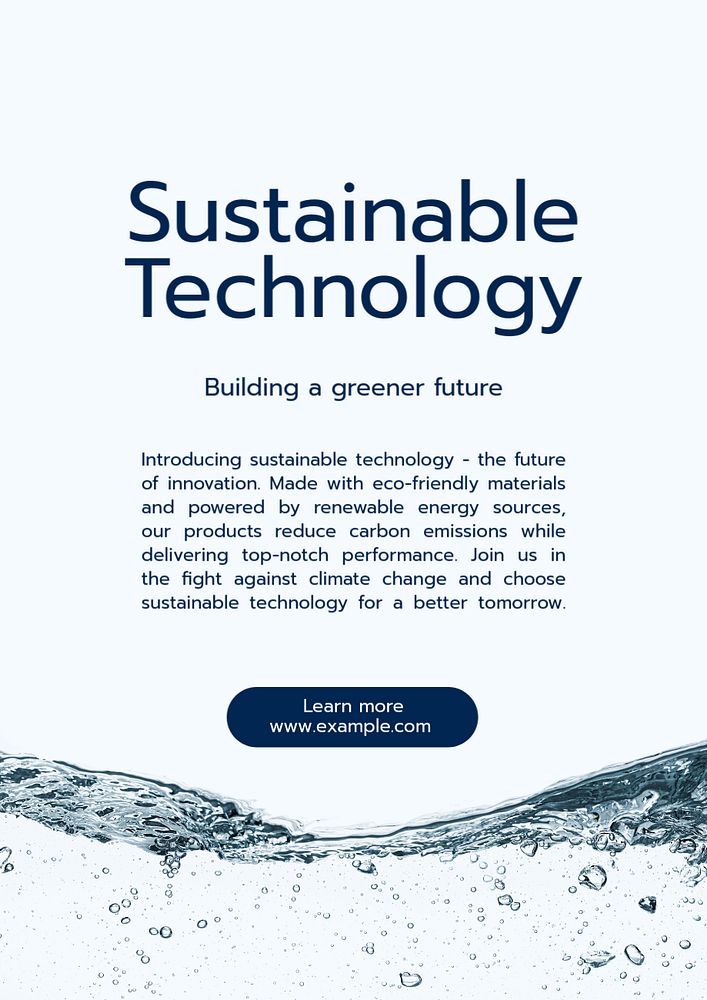 Sustainable technology poster template, editable text and design