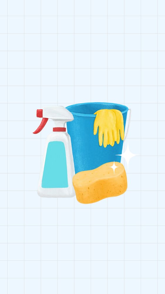 Blue household chores iPhone wallpaper, editable design