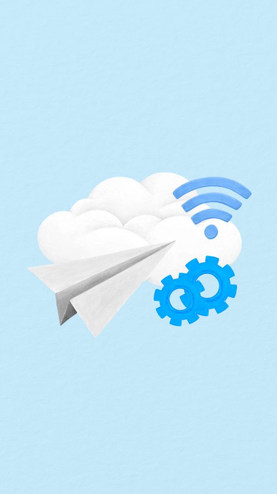 Cloud connection blue iPhone wallpaper, editable design